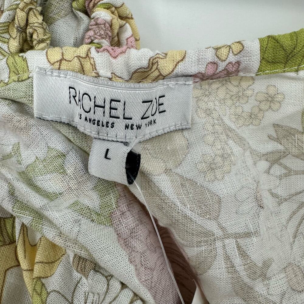 Rachel Zoe size‎ Large crop top balloon sleeve linen blend floral top shirt NWT - Picture 4 of 6